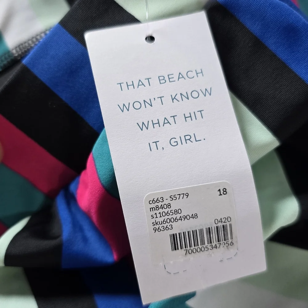 Cacique Striped Swim Skirt Size 18 NWT‎